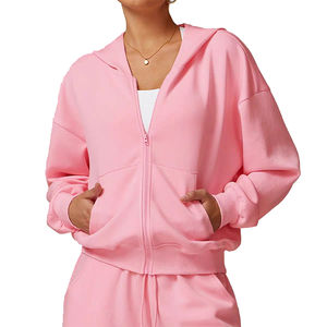 ชุดฮู้ดดี้ เสื้อผ้าสำหรับกิจกรรมกลางแจ้ง ชุด 2 ชิ้น สำหรับผู้หญิง เสื้อผ้าผู้หญิงใส่สบาย รับสกรีนโลโก้ ชุดบอดี้สูทผ้าเฟรนช์เทอร์รี่ ชุดวอร์ม 2 ชิ้น - Product Image 4