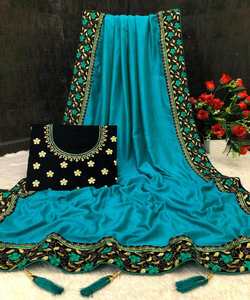 Ropa de fiesta Diseñador Seda Banarasi Seda Saree Con Blusa Pieza Venta al por mayor Sari para Mujeres Con Blusa Kanchipuram Alphanumero - Product Image 4