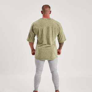 Camisetas de Gimnasio para Hombre, Tallas Grandes, 100% Algodón, Lavado Ácido, con Logotipo Personalizado OEM - Product Image 3