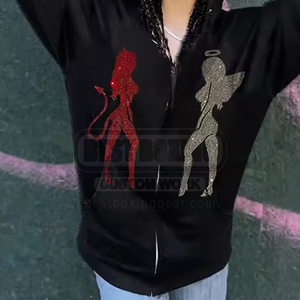 Winter Weat Warm Material Cotton Blended Rhinestone Hoodie High Street New Article To Wear Men Rhinestone Hoodies - Product Image 3