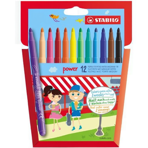 Bolígrafos STABILO Power Fiber-Tip de 2 mm, colores surtidos lavables, 12 unidades/paquete, artículos de escritura y corrección - Product Image 2