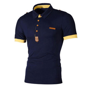 La media manga de lujo personaliza las camisetas bordadas Camisa Polo de golf rayada al por mayor para los hombres - Product Image 5