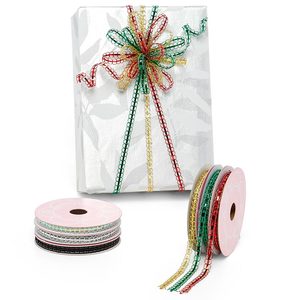 Metallic Chain Link Christmas <b>Ribbon</b> Spool <b>Wired</b> <b>Ribbon</b> for Festive Decorations - Product Image 1