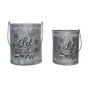 Galvanized Metal Decorative Tea Light Holder With Handle For Christmas <b>Decoration</b> in Bulk Rate - Product Image 2