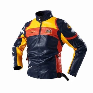 Otoño Invierno Motor chaqueta de cuero hombres polar colorido cuero motocicleta chaqueta hombres Vintage Biker cuero chaquetas y abrigos - Product Image 4