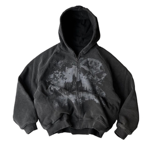 Cardigan à capuche à manches chauve-souris surdimensionné pour hommes/femmes de Style punk gothique britannique haut Harajuku rétro avec broderie à patch étoile - Product Image 1