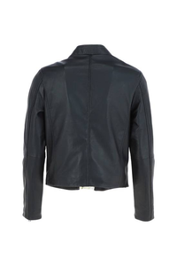 Veste en cuir de motard classique au design élégant et tendance pour hommes, coupe ajustée, écologique, respirante, hiver - Product Image 2