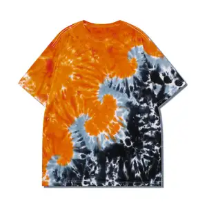 Your Own design Label Printing Wholesale New Trends Tie Dye O Neck Short Sleeve T Shirt Custom Logo Unisex T-shirts