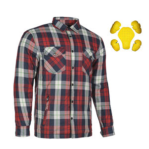 Mens Womens Heavyweight Flannel Moto <b>Shirt</b> <b>Red</b> <b>White</b> <b>Blue</b> Black 3 Layer Protective Flannel Jacket With Long Zipper Gear - Product Image 1