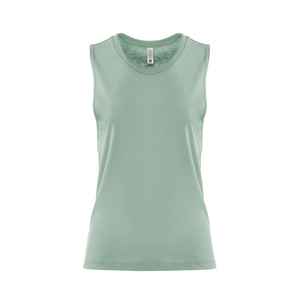 Next Level Apparel Women's Stonewash Denim Muscle Scoop Tank Top Festival Style Lace Button Transpirable para entrenamiento Gym Tassel - Product Image 1