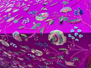 Tissu tissé de luxe lourd, orné de perles et brodé à la main, style croisé, filet écologique pour accessoires - Product Image 6