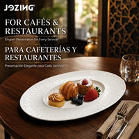 Plat de service ovale en porcelaine écologique JOZING de 16 pouces, texture en chevron, blanc