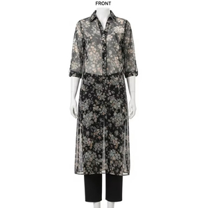 Robe décontractée en mousseline de soie à imprimé numérique translucide, douce, légère, respirante, pour l'été, confortable, mode quotidienne, vêtements personnalisés - Product Image 1