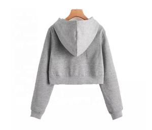 Wholesale Cropped Zipper Hoodie Woman <b>Workout</b> Crop Top Hoodie Plain Crop <b>Hoodies</b> for Ladies with Customized logo - Product Image 2