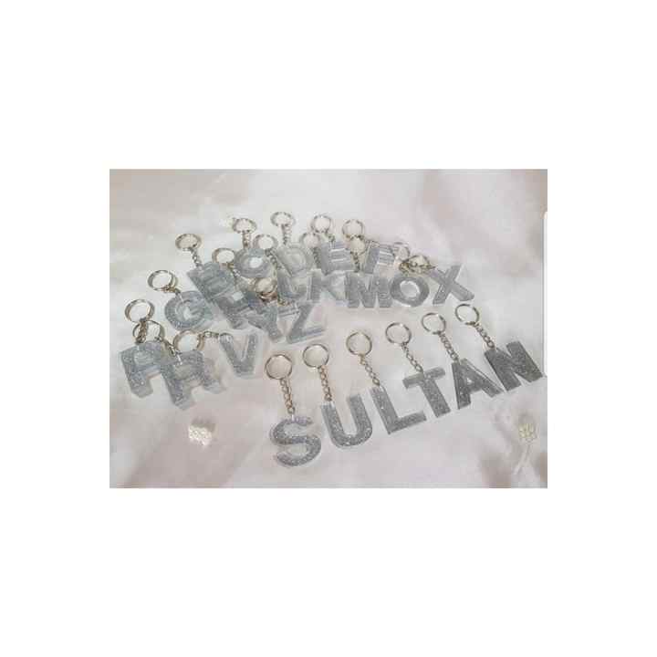 Sultan Letter a Silver Glitter Epoxy Keychain