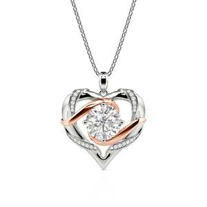 Collar Jeulia Amore Personalizado con Corazón de Dos Tonos en Oro de 18K y Moissanita - Product Image 1