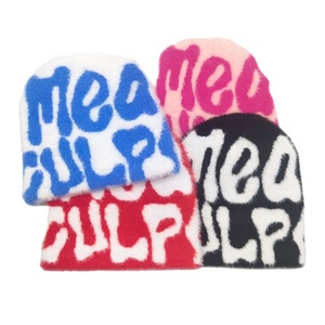 2025 Venta caliente gorro personalizado Mea Culpa gorro tejido acrílico tejido Jacquard Gorro con logotipo personalizado - Product Image 3