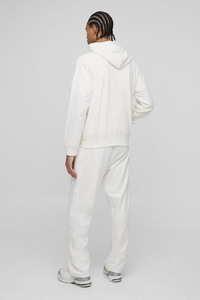 Sudadera con capucha y cremallera de talla grande personalizada del fabricante, conjunto de Jogger de pierna recta, ajuste regular, básico, transpirable, diamantes de imitación - Product Image 3