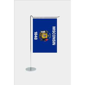 Wisconsin <b>for</b> State L-Shaped Desk <b>Flag</b> with Custom Logo Digital Printing Polyester Beach <b>Flag</b> on Aluminum Fiberglass <b>Pole</b> - Product Image 1