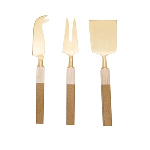 Hot Selling New Gold Handmade Stainless Steel <b>Cheese</b> <b>Knives</b> <b>Set</b> Low Cost Kitchen Tools with Wood Handle Box Packed - Product Image 6