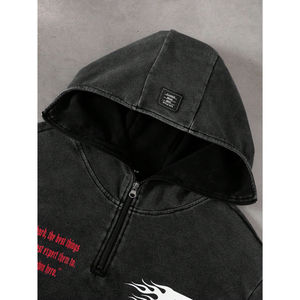 Sudadera con capucha de gran tamaño de algodón grueso 100% personalizada para hombres, ropa informal térmica transpirable de peso pesado, cuello con capucha estampado de invierno - Product Image 3