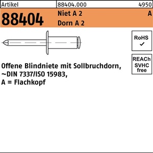 Rivets aveugles R 88404 FLAKO 4x12 A2/A2 500 pièces - Product Image 1