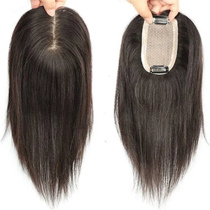 Tupé de cabello humano europeo 100% más vendido para mujeres, postizo humano virgen europeo, Base de seda de Color Natural, Topper de cabello humano - Product Image 1