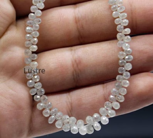 Diamante blanco Briolette Beads Superventas Sparkling Fancy Faceted Tear Drops Joyería Fabricación Vendedor Indian Diamond Mayorista - Product Image 1