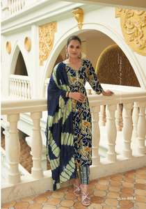 Kurti Chanderi de Diseño Maruti Fashion Alia, Estilo Indio Tradicional, Vestido Largo con Bordado y Estampado en Rayón, Superventas - Product Image 3