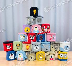 Cesta de almacenamiento para bebé con forma de oso, jacinto de agua y Cuerda de algodón, organizador de juguetes tejido con tapa - Product Image 1