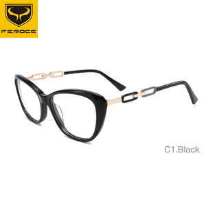 Feroce Cat Eye Acetate kim loại Kính mắt khung kính khung kính quang học thiết kế mới kính - Product Image 2