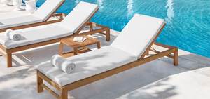 Tumbona de madera maciza de teca Jaya, muebles de exterior con acabado natural y cojín a prueba de Sol para jardín, Patio, hoteles, resorts - Product Image 2