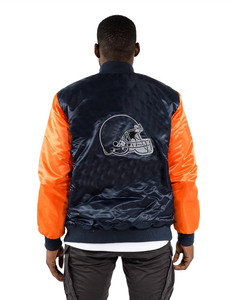 Veste d'hiver chauffante coupe-vent de baseball en satin avec logo personnalisé pour hommes, fermeture à glissière et décoration de poches - Product Image 5