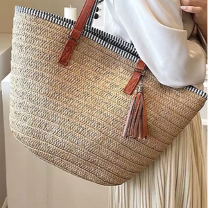 กระเป๋าฟางสะพายไหล่สำหรับผู้หญิงกำหนดได้เอง - Product Image 1