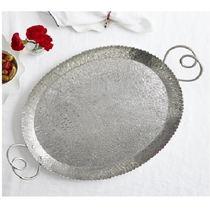ถาดโลหะเคลือบสีเงินขนาดที่กำหนดเองถาดสำหรับตกแต่งงานแต่งงานโรแมนติกที่ไม่ซ้ำใครสำหรับอาหารชากาแฟน้ำผลไม้สลัดผลไม้ - Product Image 6