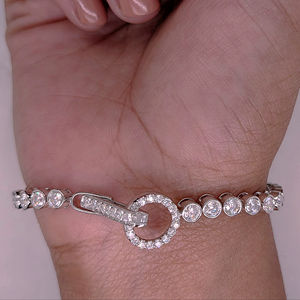 4.50 Ct Round Cut Lab Grown Diamond Bezel Set Tennis <b>Bracelet</b>, Solid 14k White Gold Diamond <b>Bracelet</b>, Wedding gift For Women's - Product Image 2