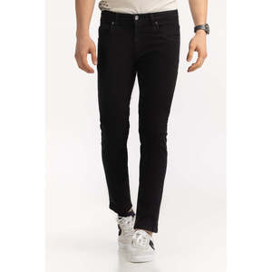 Jean vintage taille mi-haute coupe slim, coupe crayon, jambes larges, en denim délavé, teint uni, délavé foncé, modèle hiver MN-JNS-SS25-015 - Product Image 2