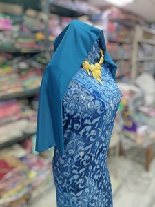 Tissu en velours Maqbal Dirac bleu royal avec broderie sergé et jacquard à effet slub - Robe de mariée pour filles et Garbasaar - Product Image 2