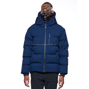 Mono Riders Men's Eco-Friendly Bomber <b>Jacket</b> Puffer Coat <b>Packable</b> Hooded Stand Collar Front Logo Winter Custom - Product Image 1