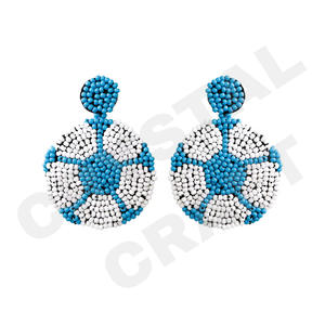 Pendientes de cuentas coloridos para mujer Día conmemorativo patriótico Material de tela de color naranja blanco azul - Product Image 2