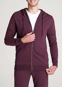 Sweat à capuche à manches longues personnalisé pour hommes de couleur unie pull à capuche en coton avec fermeture éclair tenue décontracté d'hiver - Product Image 4