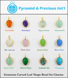 Aqua Calcedony sculpté en forme de feuille pendentif breloque en argent sterling plaqué or ensemble de lunette unisexe pour la fabrication de bijoux - Product Image 6