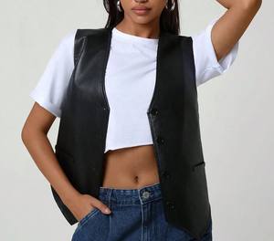 Premium Cowhide Vests For <b>Women</b> Trending Fashion Sheepskin Cut Vest Wholesale Quick Dry Genuine Leather <b>Waistcoat</b> - Product Image 3