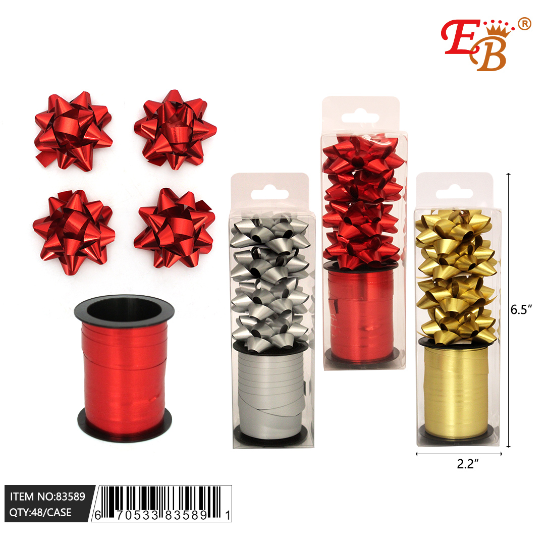 EB Woven Solid Color Polyester Ribbon 10M 48Pcs/Cs Model 83589 for Birthday Gift Packaging
