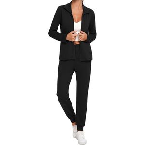 ชุดวอร์มผู้หญิงแบบมีฮู้ด ผ้าฟลีซ น้ำหนักเบา พิมพ์ลาย แขนยาว สำหรับฤดูหนาว 2 ชิ้น ผ้าโพลีเอสเตอร์/คอตตอน สำหรับกิจกรรมกลางแจ้ง - Product Image 3