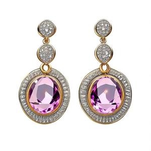 Pendientes colgantes de plata de ley 925 para mujer, joyería de piedras preciosas de amatista chapada en oro a la moda - Product Image 6