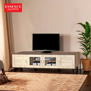 Essence Malaysia Contemporary Living Room TV Cabinet with 2 Glass Doors TV6051 (Dark Oak & Light Somana Oak) for Hotel Use - Product Image 1