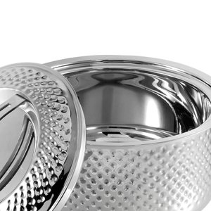 3000ml Bol de service thermique isolé Casserole martelée en acier inoxydable classique pour servir la cuisine Chapati Roti fraîche chaude - Product Image 3