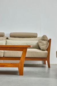 Elegante y moderno marco de madera de teca sofá de dos plazas Loveseat de sofá conjunto de muebles de exterior para sala de estar - Product Image 3