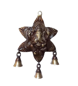 Colgante de pared de Lord Ganesha de latón de estilo moderno hecho a mano para decoración de puerta principal de entrada de boda y propósito de regalo - Product Image 1